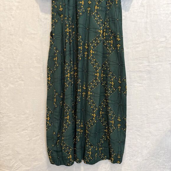 TOAST Bryn Midi Dress Pockets Green Navigation Print Floral Crepe Large - Picture 9 of 12